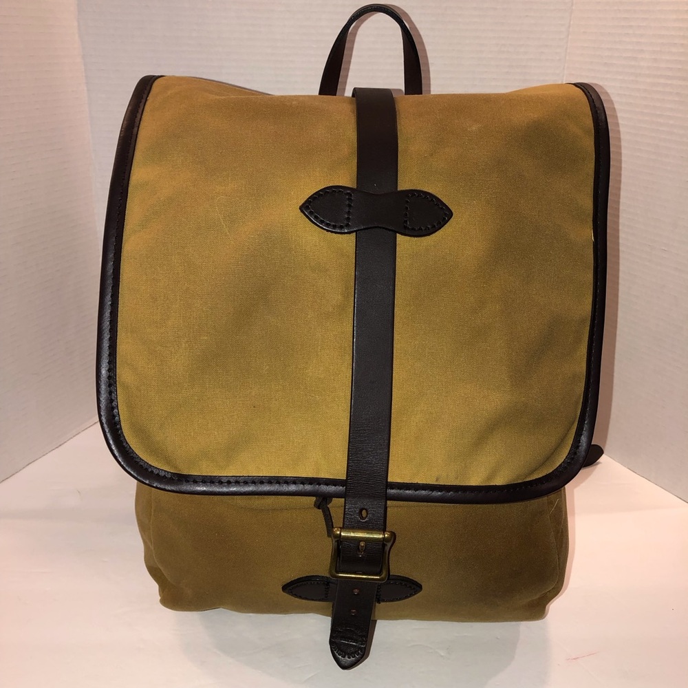 Filson Tan Tin Cloth Rugged Field Backpack Purse Bag